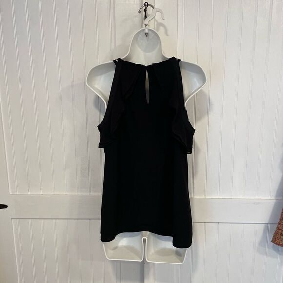 WHITE house black market black halter style top with gold on straps size S - Picture 6 of 7